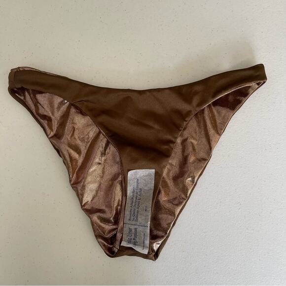 NWT Good American Better Bikini Reversible Foil Metallic Moca Swim Bottom XS - Picture 6 of 6